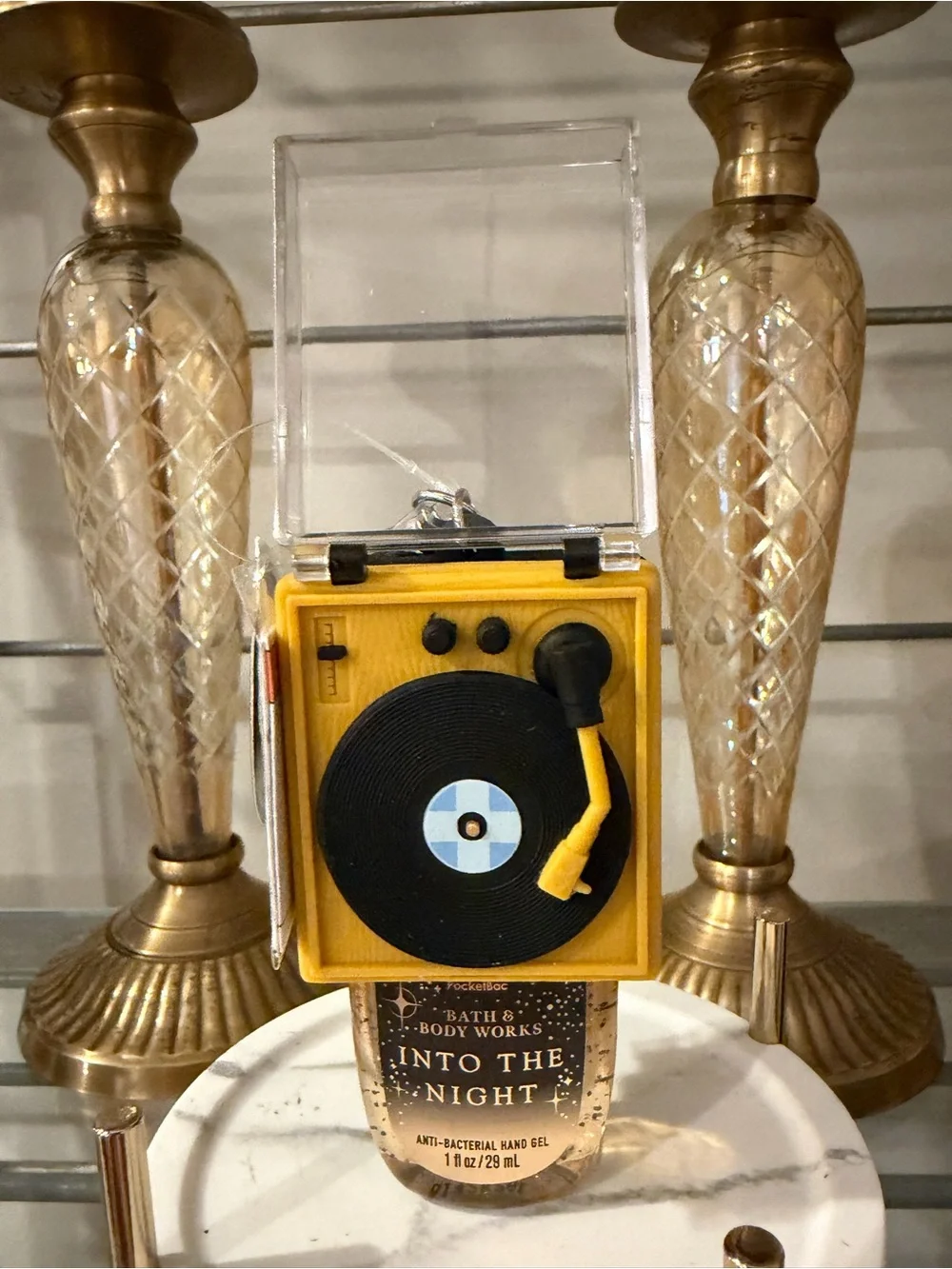 Bath & Body Works Yellow Musical Record Player PocketBac Holder & Bac NWT 2026